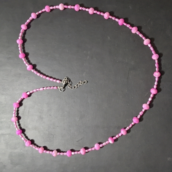 Hand Crafted Jewelry - Pink Rice Pearl and Swirl Pink Faceted Crystal Statement Necklace